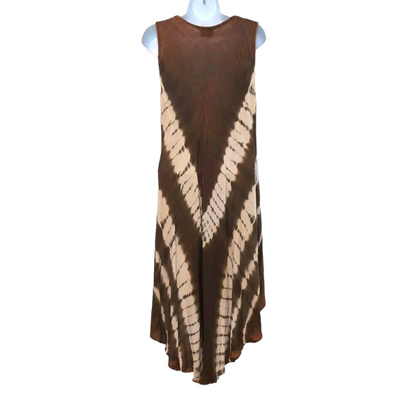 Sante Classics Dress Women's OS One Size Brown Tie Dye Embroidered Festival Boho - Picture 7 of 14